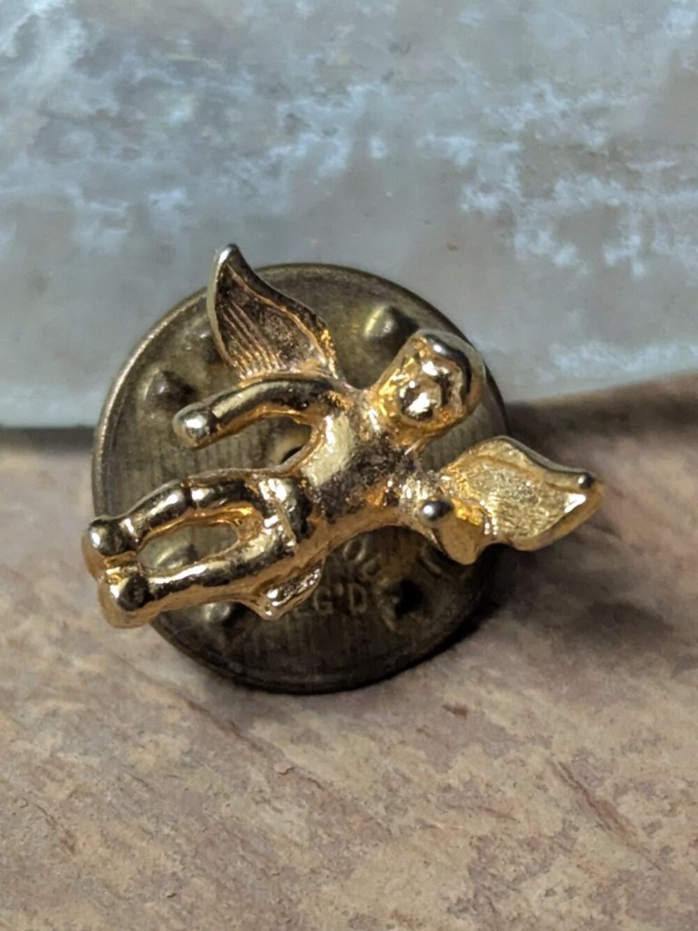 Gold Tone Little Angel Lapel Pin Hat Vest